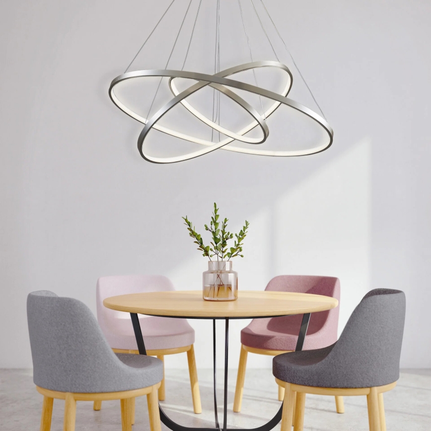 LED Lustra ar auklu LEA LED/60W/230V 4000K d. 80 cm matēts hroms