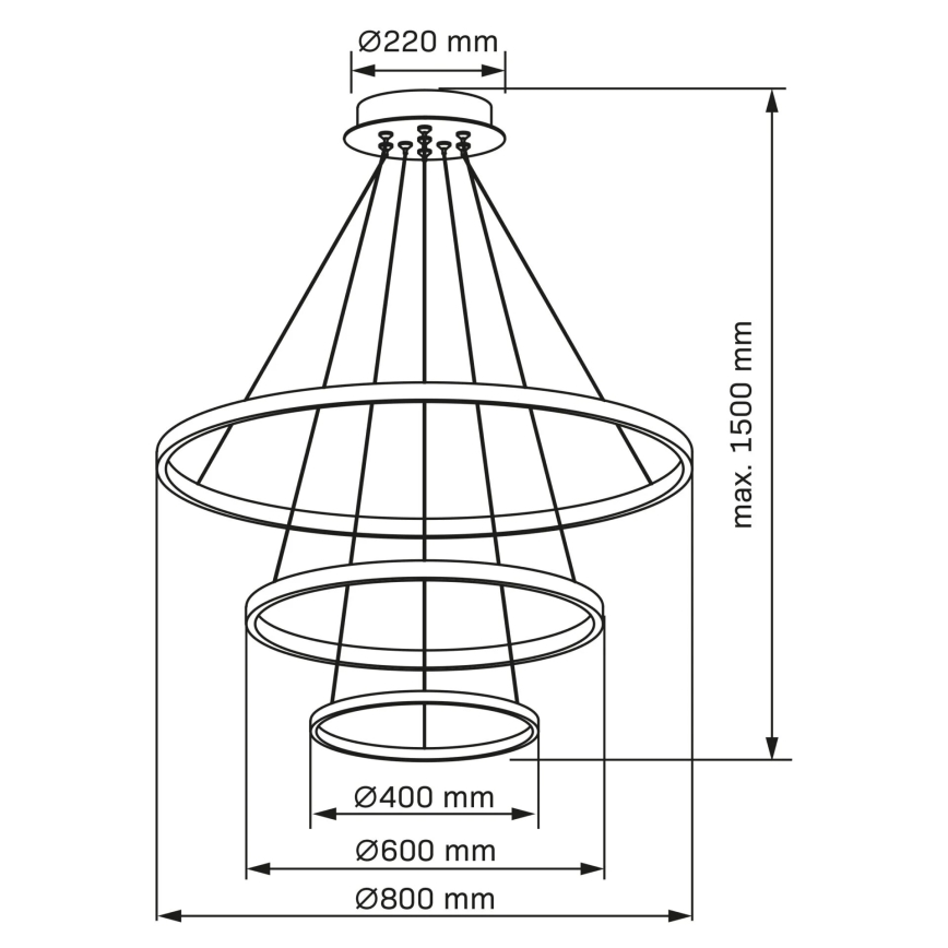 LED Lustra ar auklu LEA LED/60W/230V 4000K d. 80 cm matēts hroms
