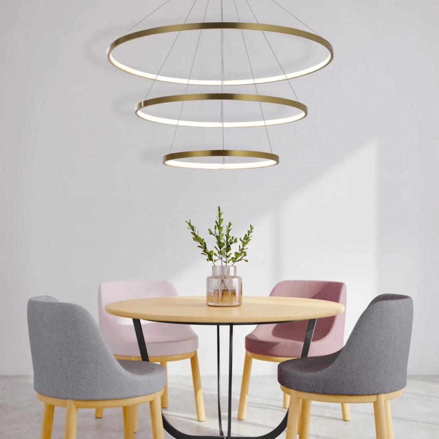 LED Lustra ar auklu LEA LED/60W/230V 4000K d. 80 cm zelta