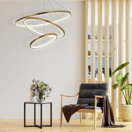 LED Lustra ar auklu LEA LED/60W/230V 4000K d. 80 cm zelta