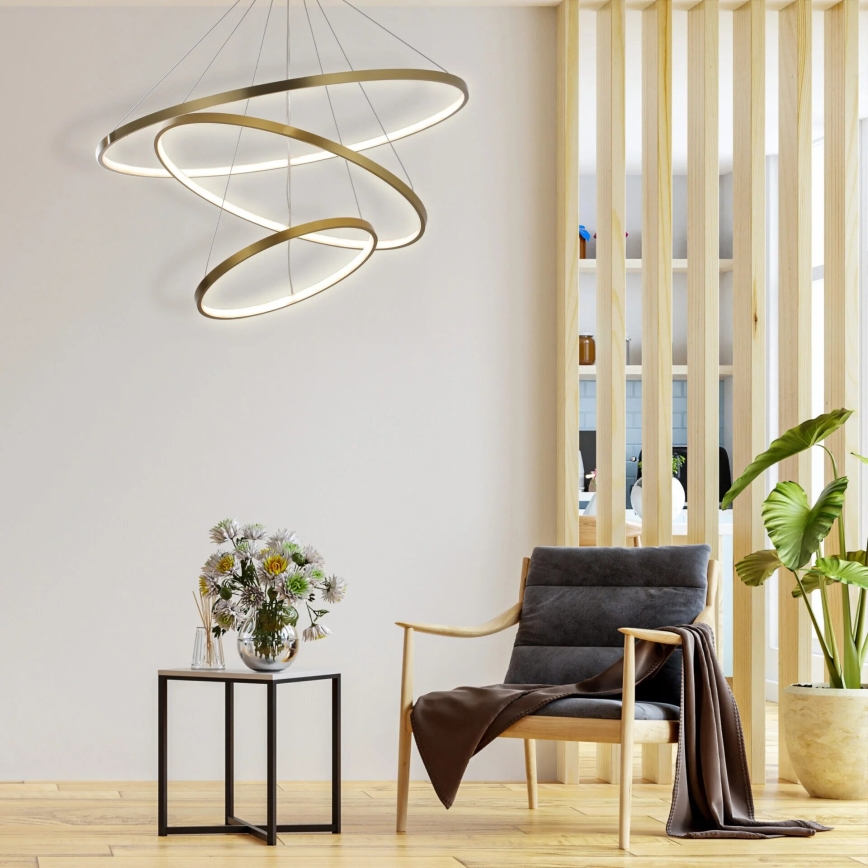 LED Lustra ar auklu LEA LED/60W/230V 4000K d. 80 cm zelta