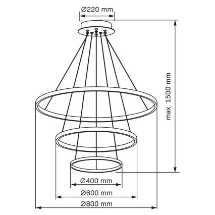LED Lustra ar auklu LEA LED/60W/230V 4000K d. 80 cm zelta