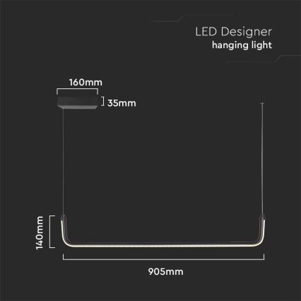 LED Lustra ar auklu LED/12W/230V 4000K melna