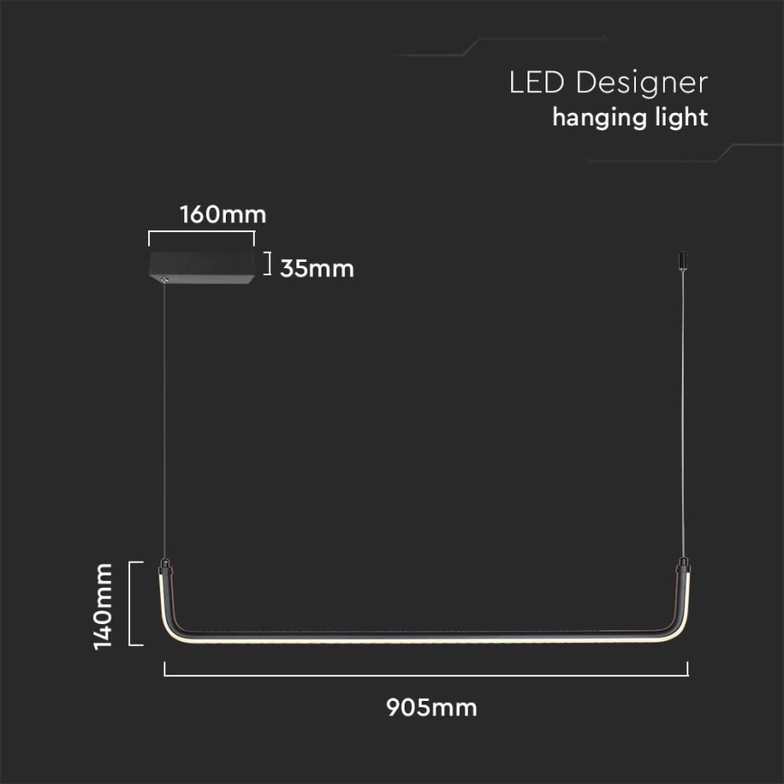 LED Lustra ar auklu LED/12W/230V 4000K melna