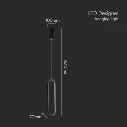 LED Lustra ar auklu LED/13W/230V 3000K melna