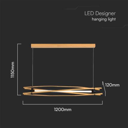 LED Lustra ar auklu LED/15W/230V 3000K brūna