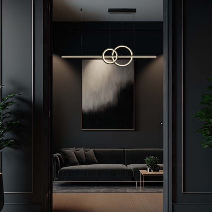 LED Lustra ar auklu LED/15W/230V 4000K 80 cm melna