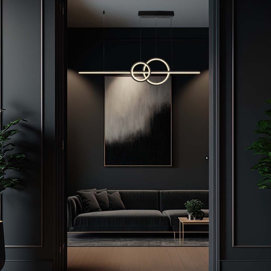 LED Lustra ar auklu LED/15W/230V 4000K 80 cm melna