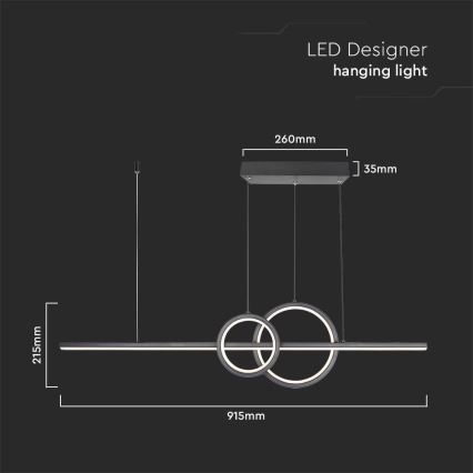 LED Lustra ar auklu LED/15W/230V 4000K melna
