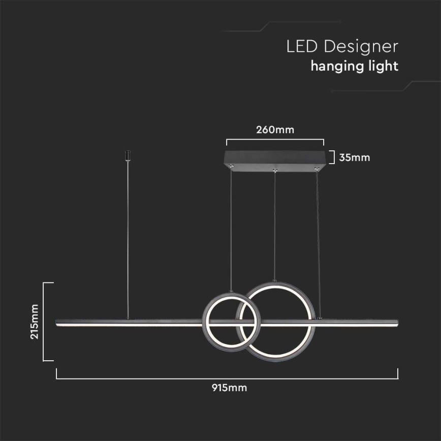 LED Lustra ar auklu LED/15W/230V 4000K melna
