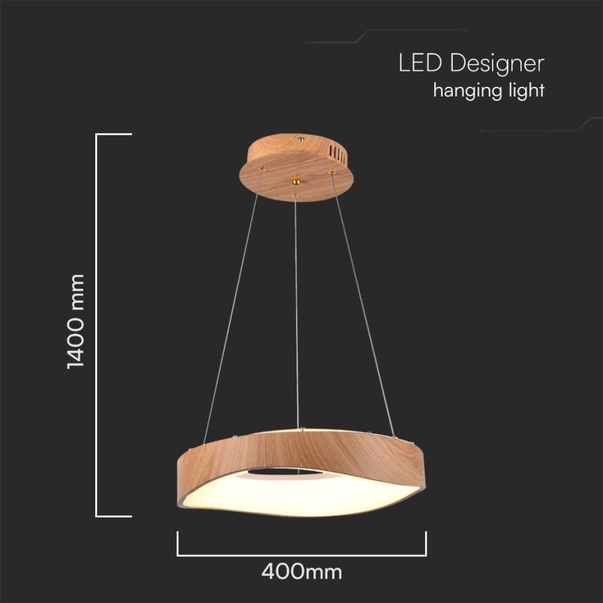 LED Lustra ar auklu LED/18W/230V 3000K ø 40 cm brūna