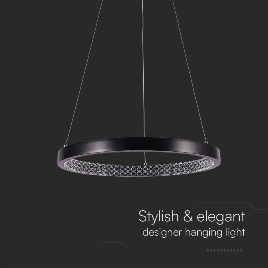 LED Lustra ar auklu LED/19W/230V 3000K melna