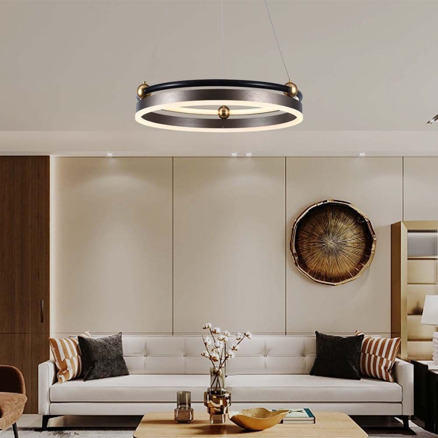 LED Lustra ar auklu LED/20W/230V 3000K d. 42 cm brūna