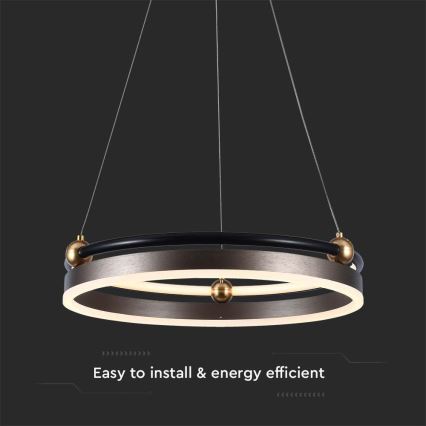 LED Lustra ar auklu LED/20W/230V 3000K d. 42 cm brūna