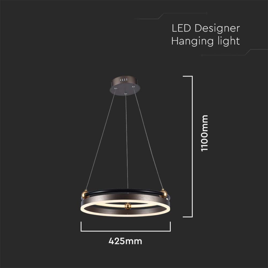 LED Lustra ar auklu LED/20W/230V 3000K d. 42 cm brūna