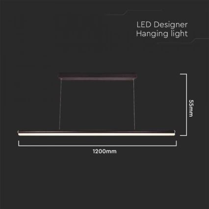 LED Lustra ar auklu LED/23W/230V 4000K 120 cm melna