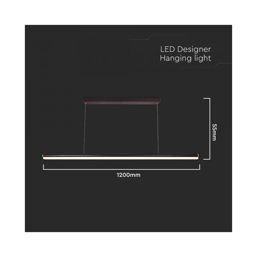 LED Lustra ar auklu LED/23W/230V 4000K 120 cm melna