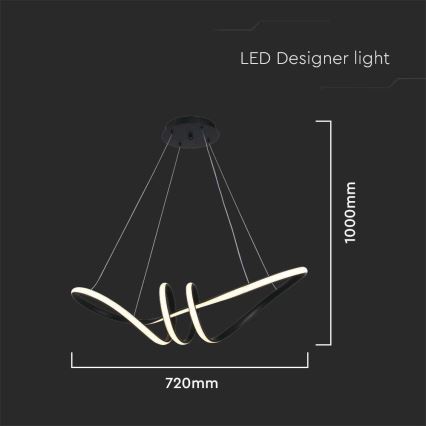 LED Lustra ar auklu LED/24W/230V 3000K melna