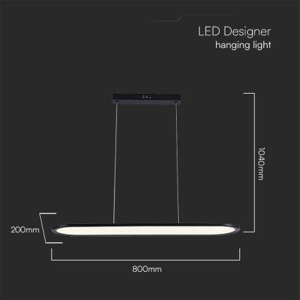 LED Lustra ar auklu LED/24W/230V 3000K melna