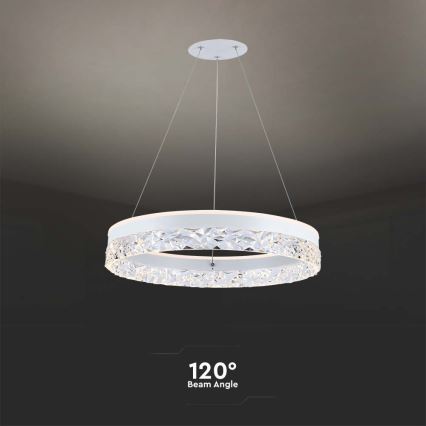 LED Lustra ar auklu LED/25W/230V 3000K d. 50 cm balta