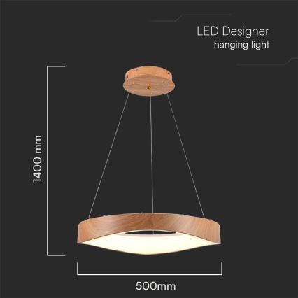 LED Lustra ar auklu LED/25W/230V 3000K ø 50 cm brūna