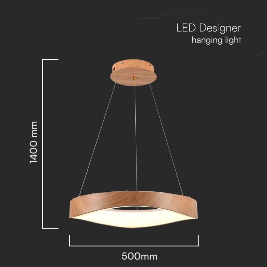 LED Lustra ar auklu LED/25W/230V 3000K ø 50 cm brūna