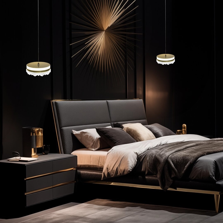 LED Lustra ar auklu LED/25W/230V d. 20 cm zelta