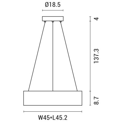 LED Lustra ar auklu LED/30W/230V 3000K 45x45 cm melna