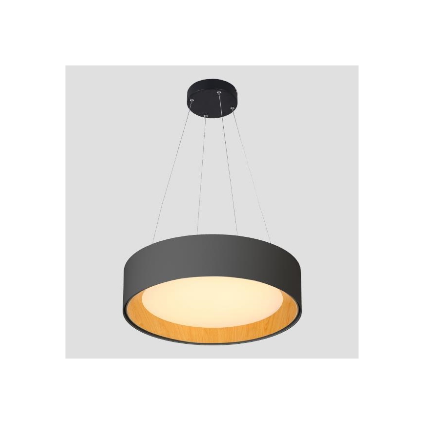 LED Lustra ar auklu LED/30W/230V 3000K d. 45 cm melna/ozols
