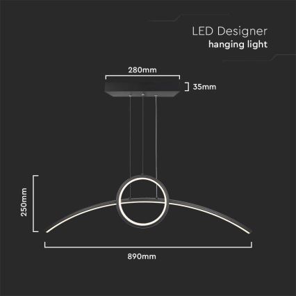 LED Lustra ar auklu LED/30W/230V 4000K melna
