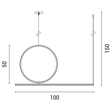 LED Lustra ar auklu LED/32W/230V 3000K melna