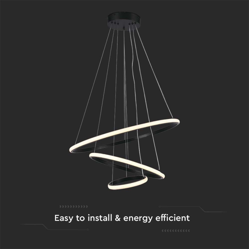 LED Lustra ar auklu LED/32W/230V 3000K melna