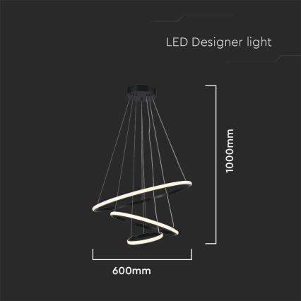 LED Lustra ar auklu LED/32W/230V 3000K melna