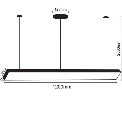 LED Lustra ar auklu LED/32W/230V 4000K d. 120 cm melna