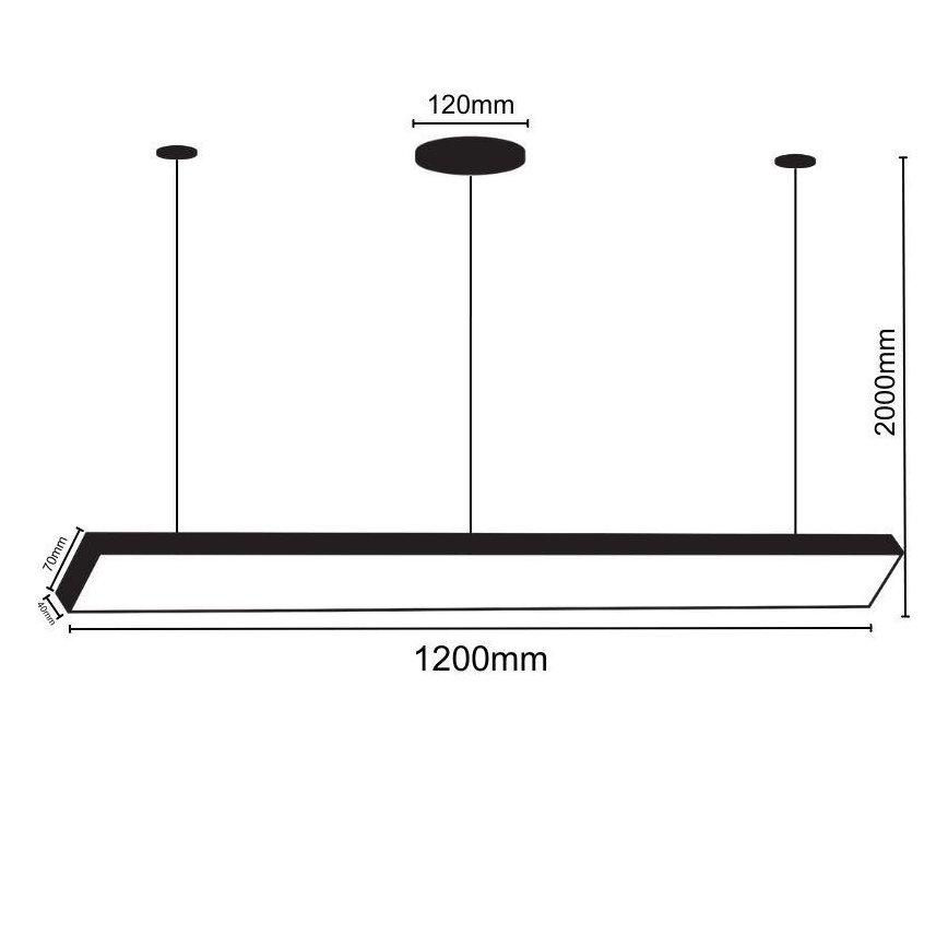 LED Lustra ar auklu LED/32W/230V 4000K d. 120 cm melna