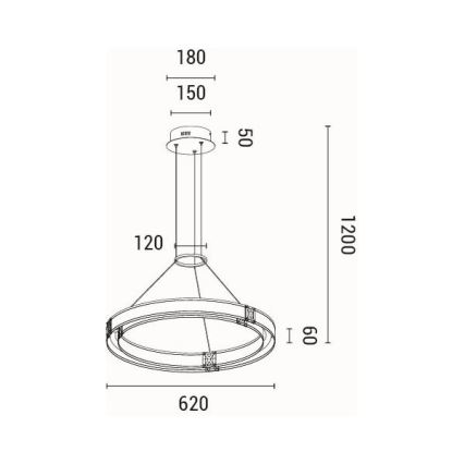 LED Lustra ar auklu LED/33W/230V 3000K 62x120 cm