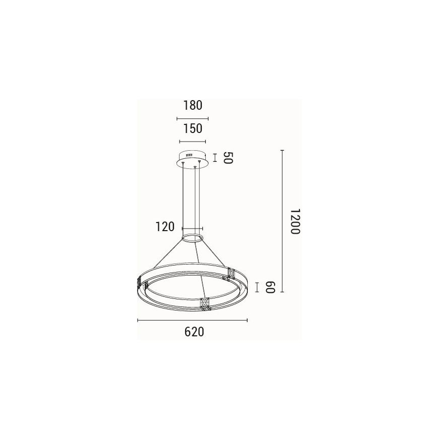 LED Lustra ar auklu LED/33W/230V 3000K 62x120 cm