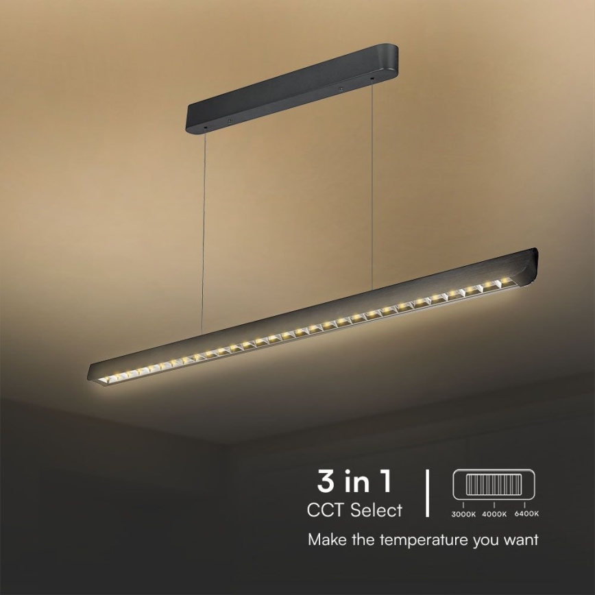 LED Lustra ar auklu LED/36W/230V 3000/4000/6400K melna