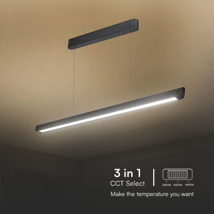 LED Lustra ar auklu LED/36W/230V 3000/4000/6400K melna