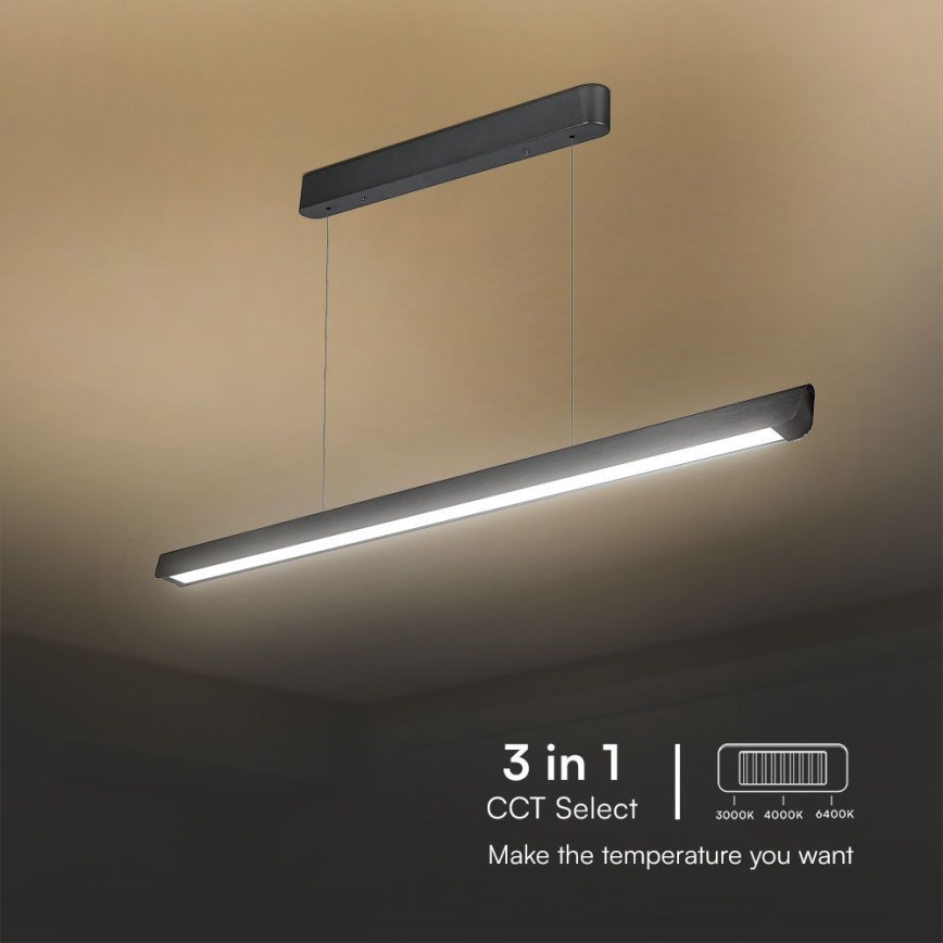 LED Lustra ar auklu LED/36W/230V 3000/4000/6400K melna