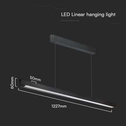 LED Lustra ar auklu LED/36W/230V 3000/4000/6400K melna