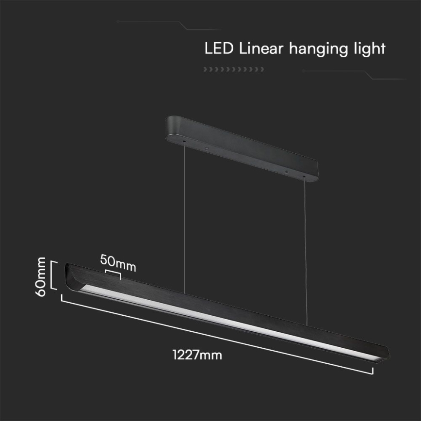 LED Lustra ar auklu LED/36W/230V 3000/4000/6400K melna