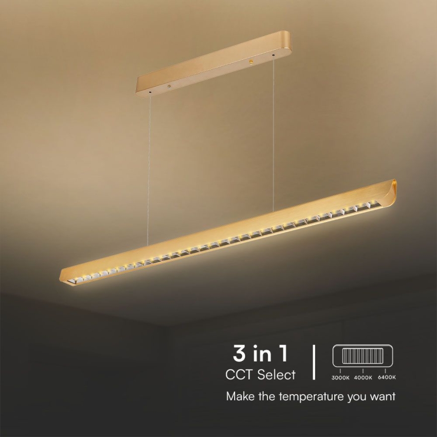LED Lustra ar auklu LED/36W/230V 3000/4000/6400K zelta