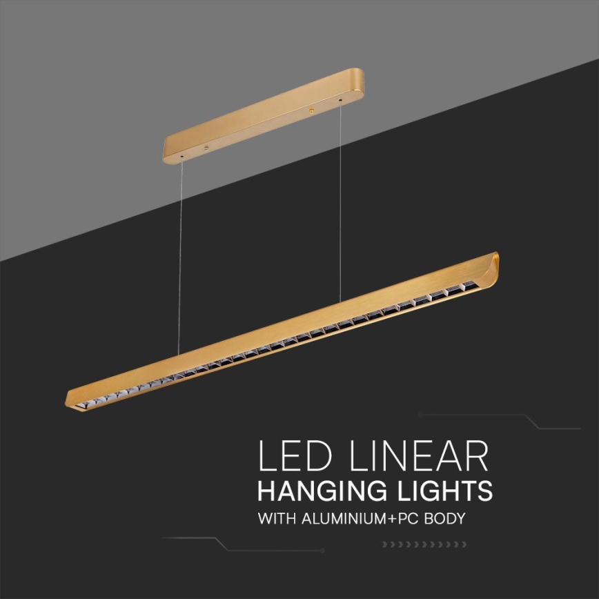 LED Lustra ar auklu LED/36W/230V 3000/4000/6400K zelta