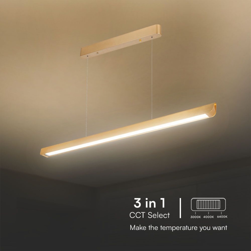LED Lustra ar auklu LED/36W/230V 3000/4000/6400K zelta