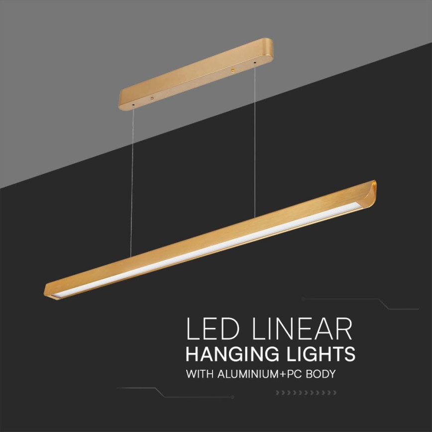 LED Lustra ar auklu LED/36W/230V 3000/4000/6400K zelta