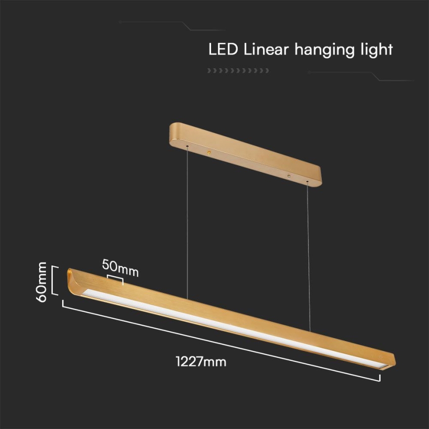 LED Lustra ar auklu LED/36W/230V 3000/4000/6400K zelta