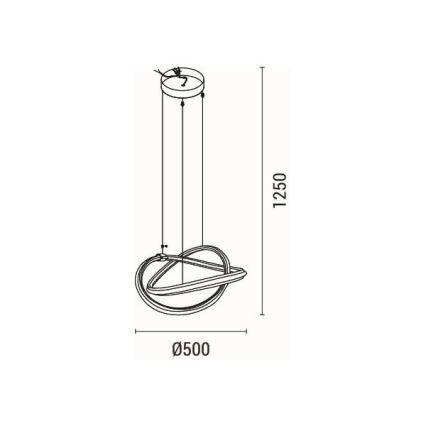 LED Lustra ar auklu LED/38W/230V 3000K 50x120 cm