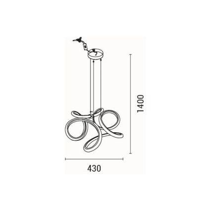 LED Lustra ar auklu LED/38W/230V 3000K