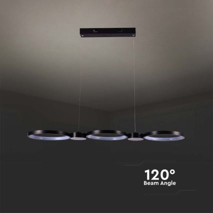 LED Lustra ar auklu LED/38W/230V 4000K melna